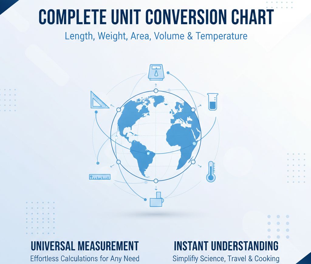 Complete Unit Conversion Chart: Length, Weight, Area, Volume & Temperature